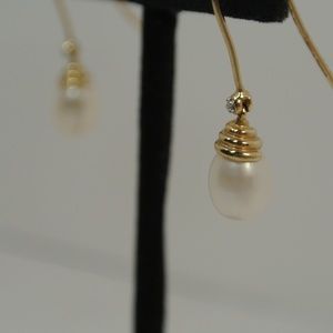 10k Cultured Pearl & Diamond Accent Earrings